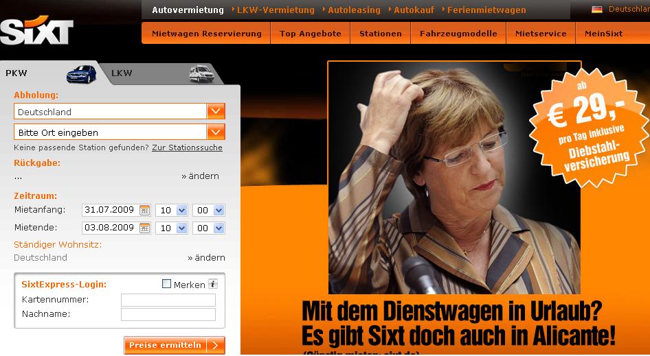 Sixt wirbt mit einer nachdenklichen Ulla Schmidt